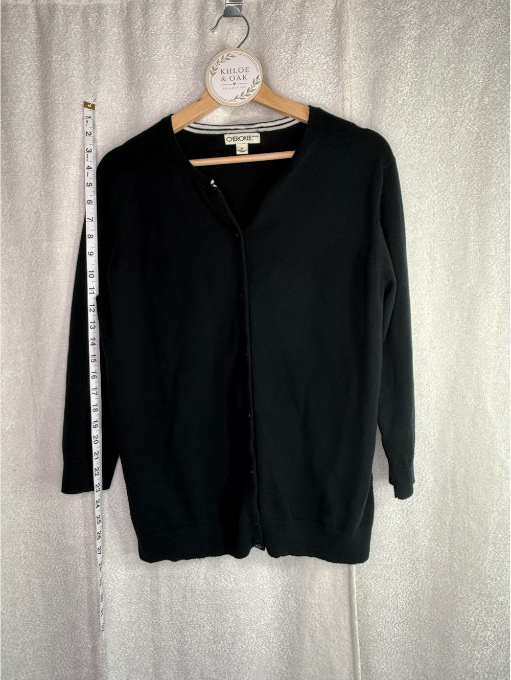 Cherokee Black Button-Up Cardigan Sweater XL